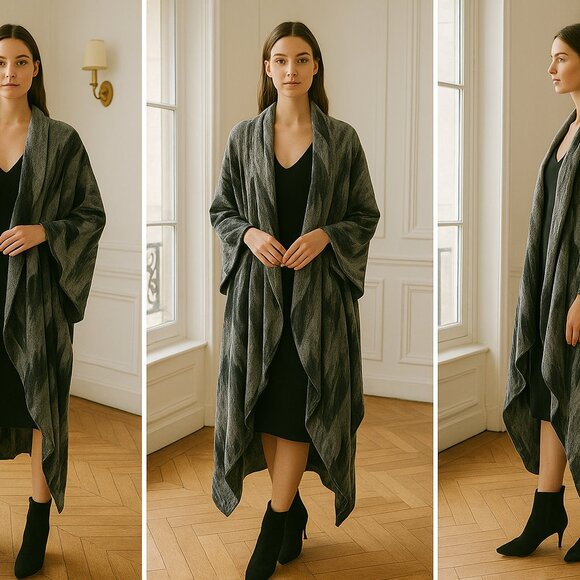 NWT Norma Kamali Southwest Uneven Blanket Coat Sz Small - Picture 1 of 11